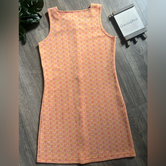 Vintage 90s Xhilaration Orange & Pink Zipper Front Sheath Mini Dress USA Size M - Picture 5 of 12